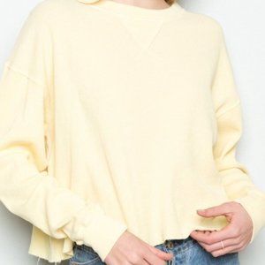 Brandy Melville Yellow Long Sleeve Waffle Tee